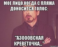 мое лицо,когда с пляжа доносится голос: "азооовская креветочка..."