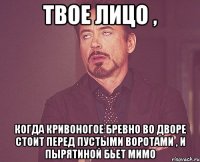 твое лицо , когда кривоногое бревно во дворе стоит перед пустыми воротами , и пырятиной бьет мимо