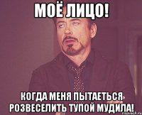 моё лицо! когда меня пытаеться розвеселить тупой мудила!