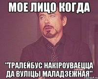 мое лицо когда "тралейбус накiроуваецца да вулiцы маладзежная"