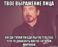 твое выражение лица когда тупая пизда пытается тебе что то доказать насчет второй мировой