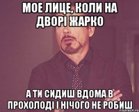 мое лице, коли на дворі жарко а ти сидиш вдома в прохолоді і нічого не робиш