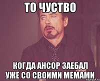 то чуство когда ансор заебал уже со своими мемами
