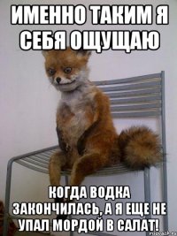 именно таким я себя ощущаю когда водка закончилась, а я еще не упал мордой в салат!