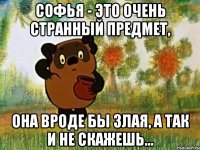 софья - это очень странный предмет, она вроде бы злая, а так и не скажешь...