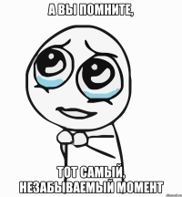 а вы помните, тот самый, незабываемый момент