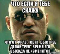 что если я тебе скажу что от фраз: "свят, быстрее делай трек" время его выхода не изменится