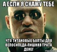 а если я скажу тебе что титановые болты для велосипеда-лишняя трата денег