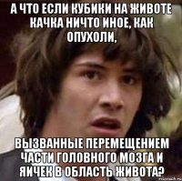 а что если кубики на животе качка ничто иное, как опухоли, вызванные перемещением части головного мозга и яичек в область живота?