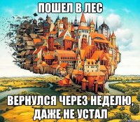 пошел в лес вернулся через неделю, даже не устал