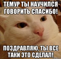 темур ты научился говорить спасибо! поздравляю, ты все таки это сделал!