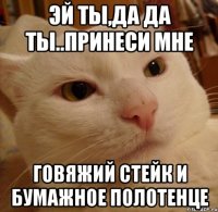 эй ты,да да ты..принеси мне говяжий стейк и бумажное полотенце