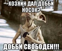 хозяин дал добби носок? добби свободен!!!