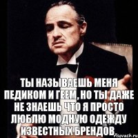 Ты называешь меня педиком и геем, но ты даже не знаешь что я просто люблю модную одежду известных брендов.