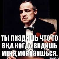 ты пиздишь что то вк,а когда видишь меня,морозишься.