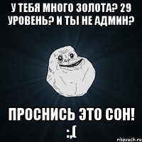 у тебя много золота? 29 уровень? и ты не админ? проснись это сон! :,(