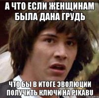 а что если женщинам была дана грудь что бы в итоге эволюции получить ключи на pikabu