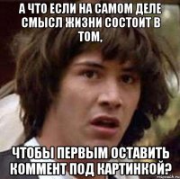 а что если на самом деле смысл жизни состоит в том, чтобы первым оставить коммент под картинкой?