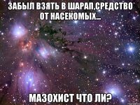 забыл взять в шарап,средство от насекомых... мазохист что ли?