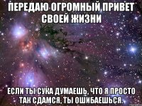 передаю огромный привет своей жизни если ты сука думаешь, что я просто так сдамся, ты ошибаешься.