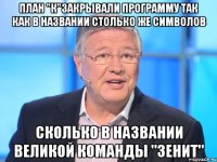 план "к"закрывали программу так как в названии столько же символов сколько в названии великой команды "зенит"