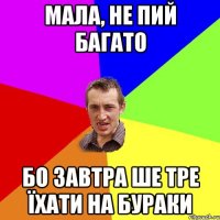 мала, не пий багато бо завтра ше тре їхати на бураки