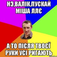 нэ,валік,пускай міша ллє а то після твоєї руки усі ригають