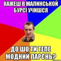 кажеш в малинськой бурсі учишся до шо ти тепе модний парєнь?