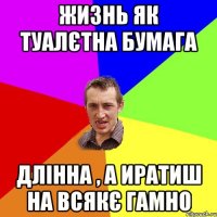 жизнь як туалєтна бумага длінна , а иратиш на всякє гамно