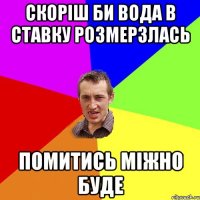 скоріш би вода в ставку розмерзлась помитись міжно буде