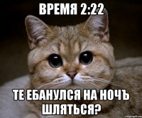 время 2:22 те ебанулся на ночъ шляться?