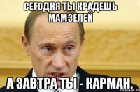 сегодня ты крадешь мамзелей а завтра ты - карман.