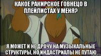 какое ракирское говнецо в плейлистах у меня? я может и не дрочу на музыкальные структуры, но индастриалы не путаю
