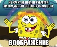 не курит,не пьёт,не ругается матом,умный,весёлый,красивый. воображение