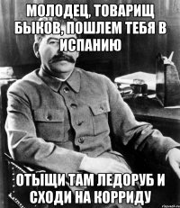 молодец, товарищ быков, пошлем тебя в испанию отыщи там ледоруб и сходи на корриду