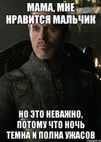 мама, мне нравится мальчик но это неважно, потому что ночь темна и полна ужасов