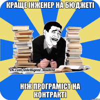 краще інженер на бюджеті ніж програміст на контракті