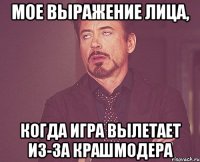 мое выражение лица, когда игра вылетает из-за крашмодера