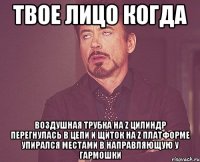 твое лицо когда воздушная трубка на z цилиндр перегнулась в цепи и щиток на z платформе упирался местами в направляющую у гармошки