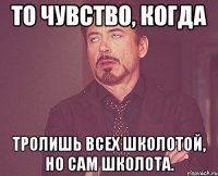 то чувство, когда тролишь всех школотой, но сам школота.