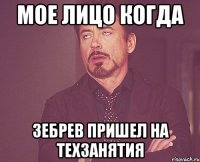 мое лицо когда зебрев пришел на техзанятия