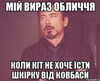 мій вираз обличчя коли кіт не хоче їсти шкірку від ковбаси