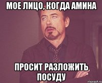 мое лицо, когда амина просит разложить посуду