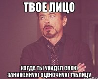 твое лицо когда ты увидел свою заниженную оценочную таблицу
