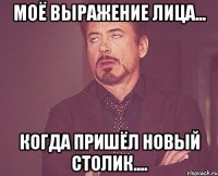 моё выражение лица... когда пришёл новый столик....