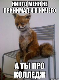 никто меня не принимал,и я ничего а ты про колледж