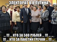 ... электорат в.в.путина ... ... !!! ... кто за 500 рублей ... !!! ... ... !!! ... кто за пакетик гречки ... !!! ...