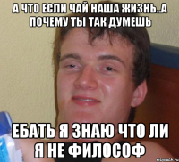 а что если чай наша жизнь..а почему ты так думешь ебать я знаю что ли я не философ