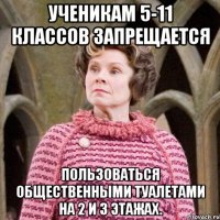 ученикам 5-11 классов запрещается пользоваться общественными туалетами на 2 и 3 этажах.