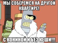мы соберемся на другой квартире! с кониной и без кеши!!!